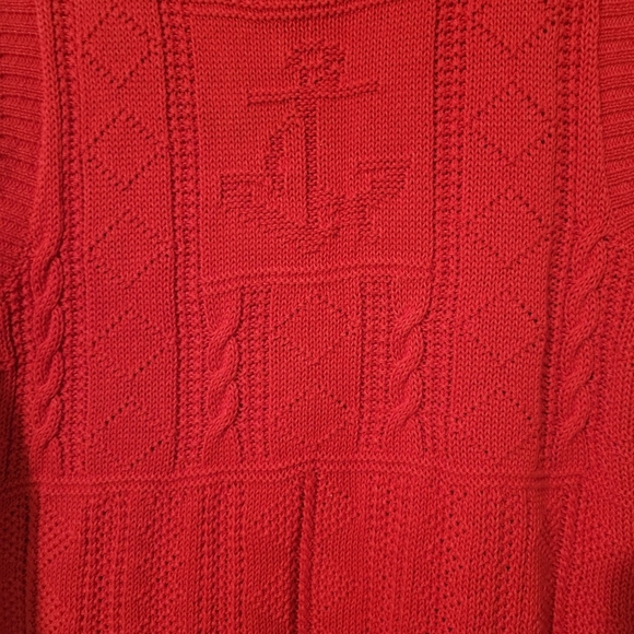 Ralph Lauren Red Cable Knit Linen Cotton Preppy Sweater Vest. Size M - Picture 4 of 6